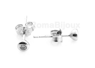 NLB| Silver :   earrings woman or man micro chives 2mm cubic zirconia