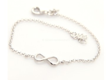NLB|Argento 925 : bracciale rolo' uomo o donna con 1 simbolo dell'infinito da 16,00 a 20,50 cm