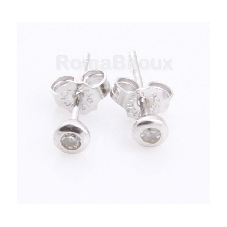 NLB|Argento 925 : orecchini donna uomo micro cipollina 2mm zirconi bianchi