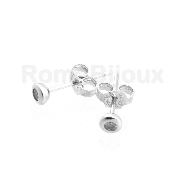 NLB| Silver :   earrings woman or man micro chives 2mm cubic zirconia