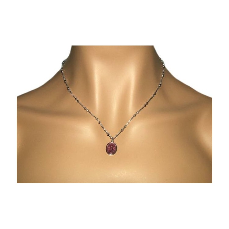 NALBORI balls necklace man woman Silver 925 with enameled medal miraculous Madonna
