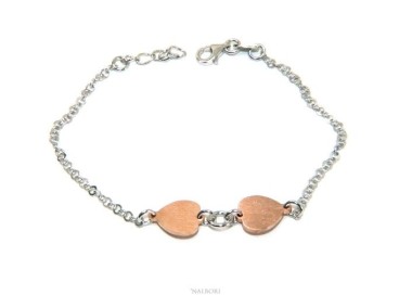 NALBORI® woman silver 925 bracelet with kissed pink hearts 17-19.50