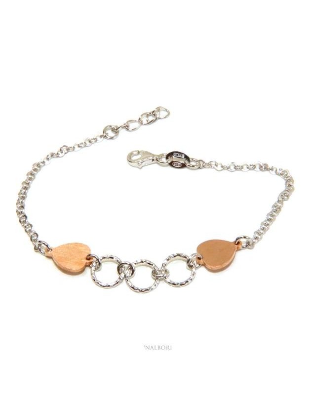 Bracciale Argento 925 donna NALBORI® con cuori rosa e cerchietti 16 -19 Bracciale Argento 925 donna NALBORI® con cuori rosa e cerchietti 16 -19