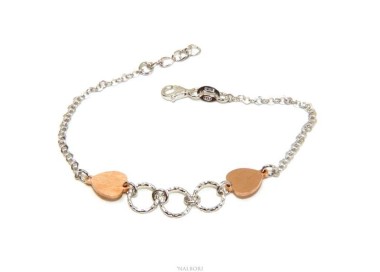 NLB|Bracciale Argento 925 donna NALBORI® con cuori rosa e cerchietti 16 -19