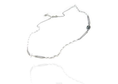 NLB|Collana Rosario Argento 925 girocollo cristallo bianco