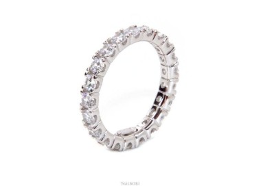 NALBORI 925 silver Rhodium plated, eternity infinity faith all round white zircons brilliant 3 mm for men or women