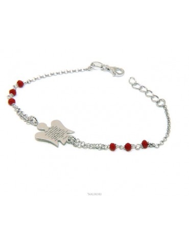 NALBORI Bracciale rosario Argento 925 angelo custode preghiera ave maria cristallo rosso o nero