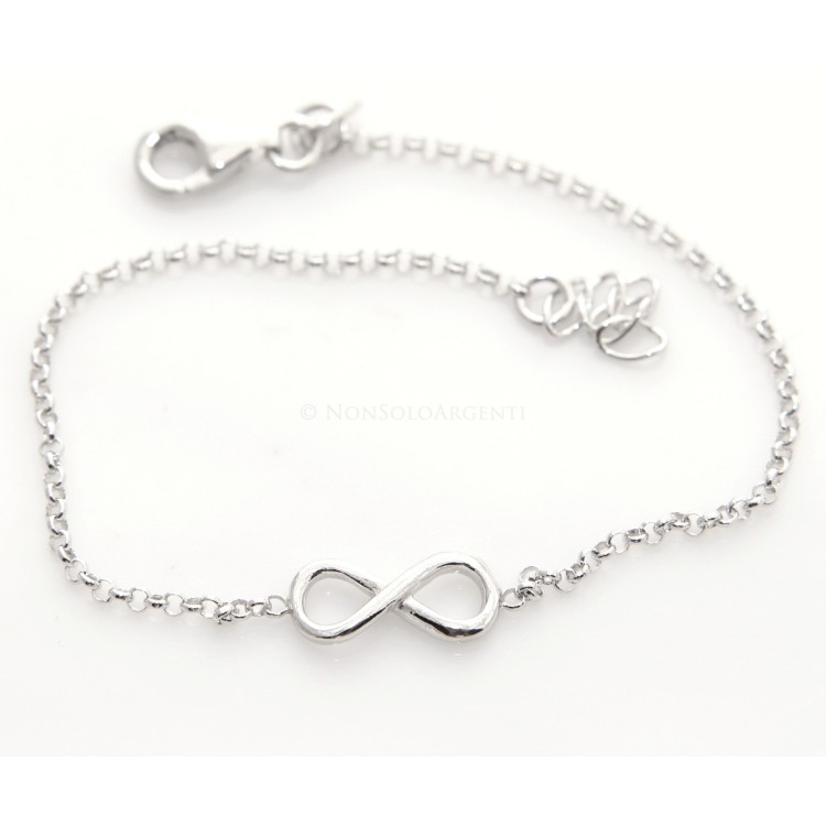 NLB|Argento 925 : bracciale rolo' uomo o donna con 1 simbolo dell'infinito da 16,00 a 20,50 cm