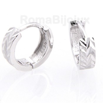 NLB|Silver 925/oo : earrings massive cliquet man or woman diamond faceted small 13 mm (one pair)