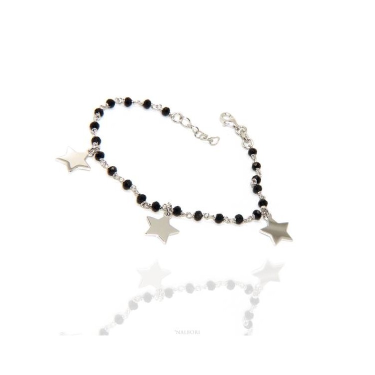NALBORI Woman bracelet 925 sterling silver black with pendants of stars