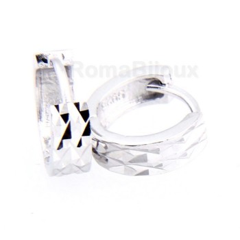NLB|Silver 925: earrings massive cliquet woman and diamond faceted small 13 mm (one pair)