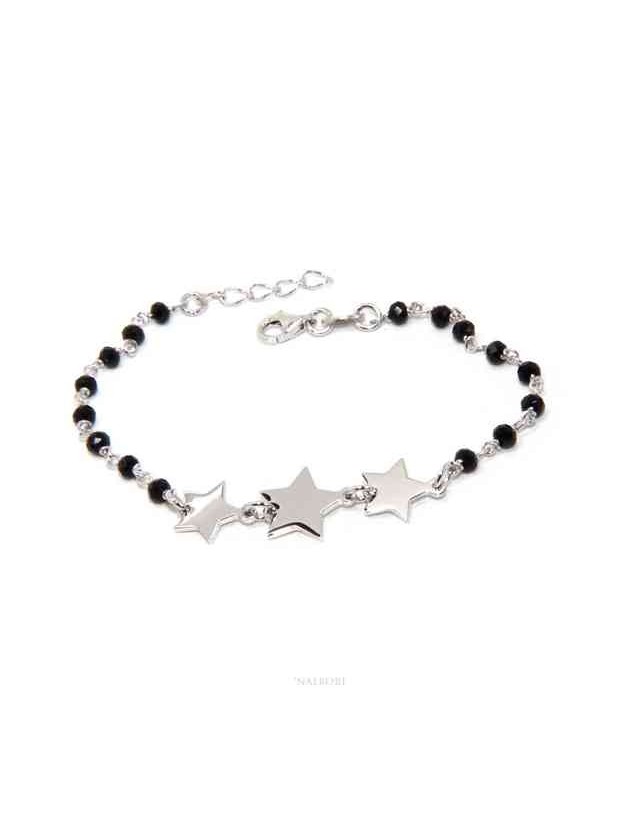 NALBORI Bracciale donna Argento 925 marsigliese nero con 3 stelline NALBORI Bracciale donna Argento 925 marsigliese nero con 3 stelline