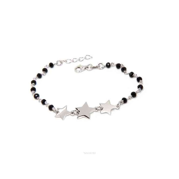 NLB|NALBORI Woman bracelet 925 Sterling silver black with 3 little stars