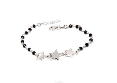 NLB|NALBORI Woman bracelet 925 Sterling silver black with 3 little stars