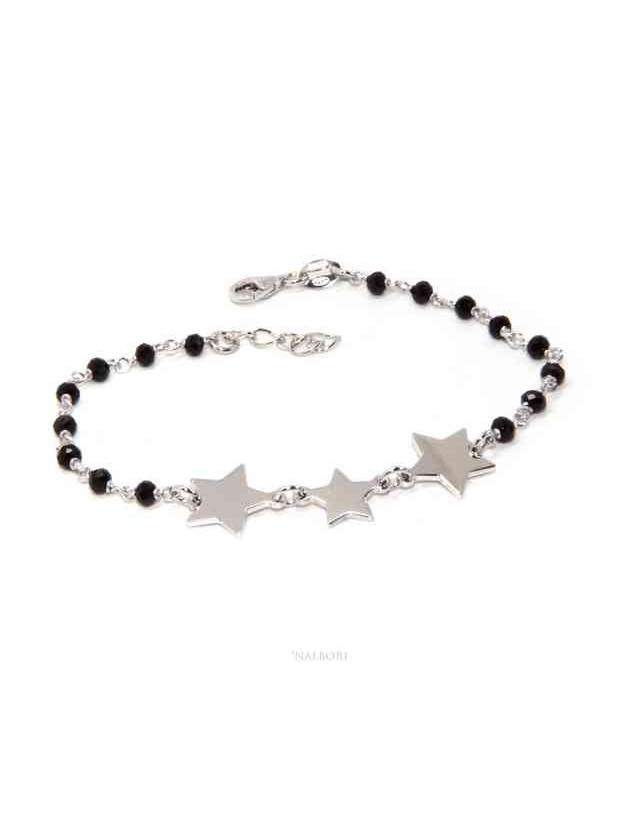 NALBORI Bracciale donna Argento 925 marsigliese nero con 3 stelle NALBORI Bracciale donna Argento 925 marsigliese nero con 3 stelle