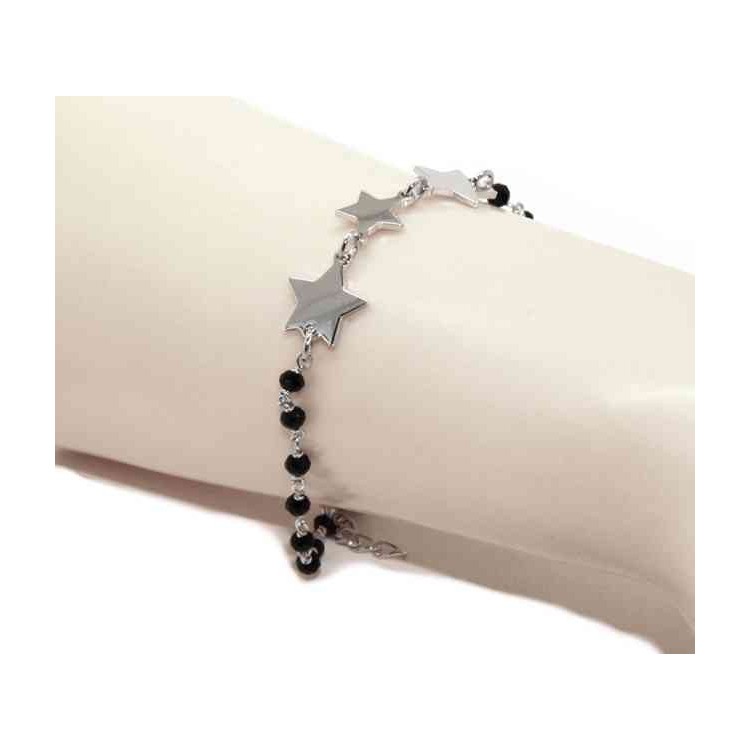 NALBORI Bracciale donna Argento 925 marsigliese nero con 3 stelle