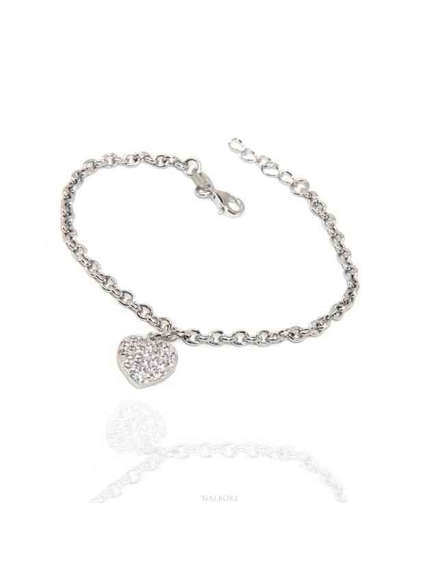 NALBORI Bracciale Argento 925 donna ragazza ciondolo cuore e zirconi NALBORI Bracciale Argento 925 donna ragazza ciondolo cuore e zirconi