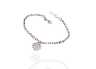 NALBORI Bracciale Argento 925 donna ragazza ciondolo cuore e zirconi