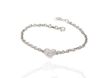 NALBORI Bracciale Argento 925 cuore con zirconi brillanti per donne ragazze