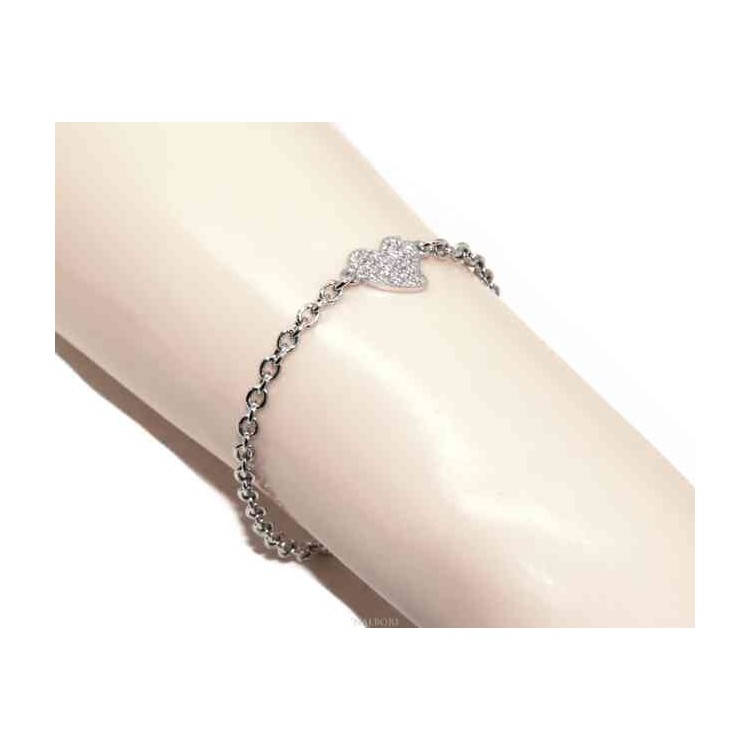 NALBORI Bracciale Argento 925 cuore con zirconi brillanti per donne ragazze