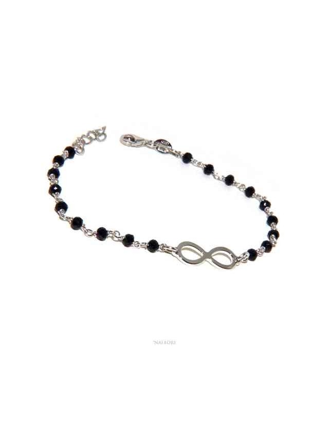 NALBORI marsigliesi, braccialetto Argento 925 cristallo nero con infinito NALBORI marsigliesi, braccialetto Argento 925 cristallo nero con infinito