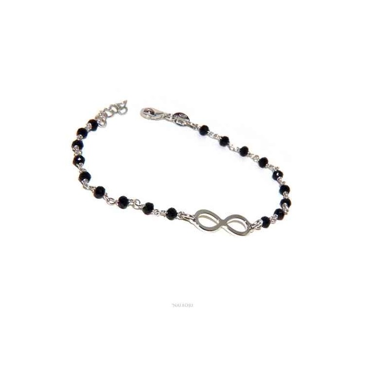 NALBORI Marseilles, bracelet Silver 925 black crystal with infinity