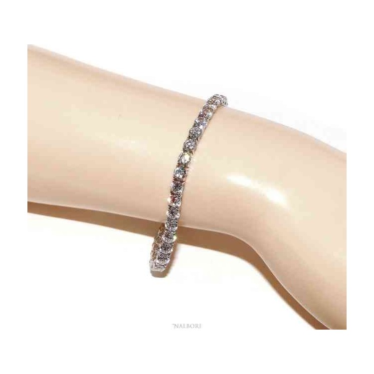 NLB|NALBORI 925 silver tennis bracelet with 4 mm prong white zircons + sizes