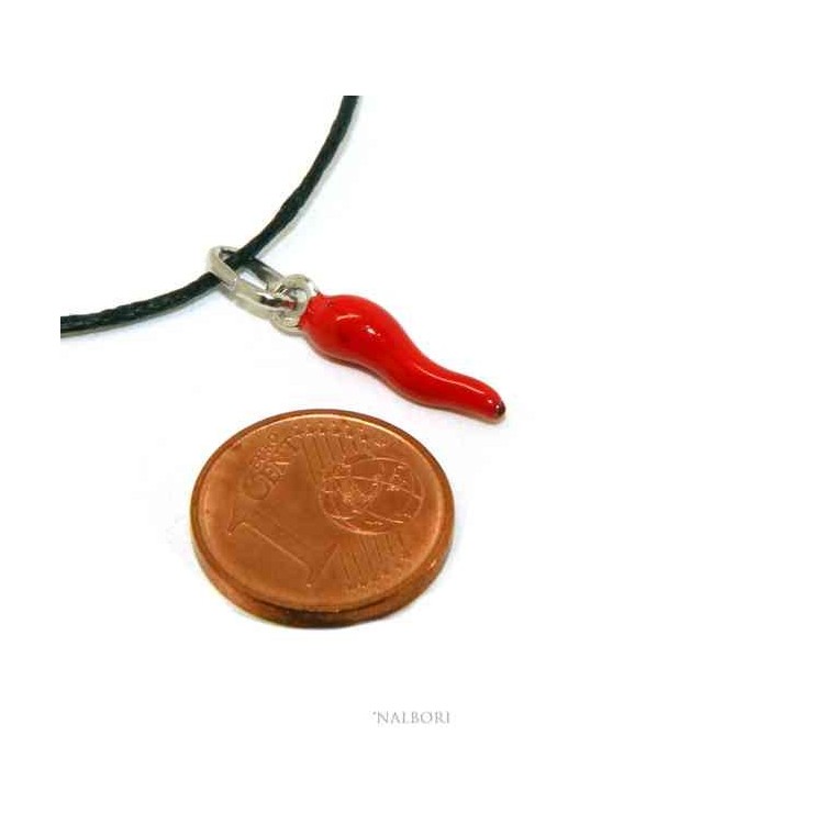 NLB|Amulets by NALBORI: pendants 925 silver horn small horn 14x4 mm red italian charm