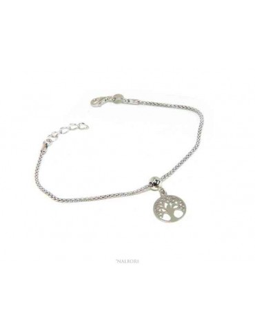 NALBORI Braccialetto argento 925 donna ragazza catena poocorn e ciondolo albero della vita