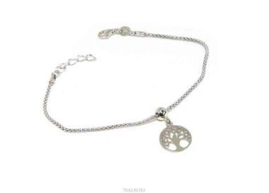 NALBORI Bracelet silver 925 woman girl chain poocorn and pendant tree of life