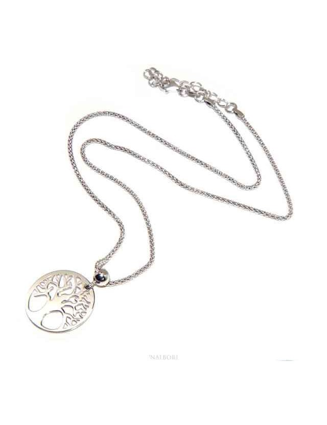 NALBORI collana Argento 925 girocollo popcorn con ciondolo medaglia albero della vita NALBORI collana Argento 925 girocollo popcorn con ciondolo medaglia albero della vita