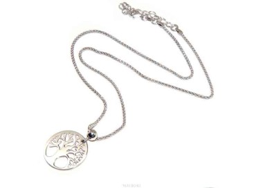 NLB|NALBORI necklace 925 sterling silver popcorn choker with medal tree of life pendant