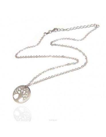 NALBORI collana Argento 925 girocollo rolo' diamantata con ciondolo medaglia albero della vita