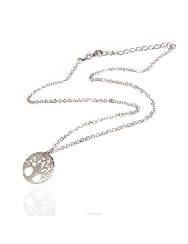 NALBORI collana Argento 925 girocollo rolo' diamantata con ciondolo medaglia albero della vita NALBORI collana Argento 925 girocollo rolo' diamantata con ciondolo medaglia albero della vita