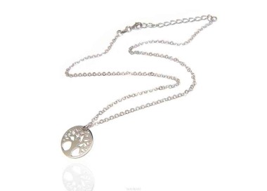 NALBORI collana Argento 925 girocollo rolo' diamantata con ciondolo medaglia albero della vita
