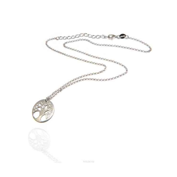 NALBORI necklace 925 sterling silver rolo 'necklace with medal tree of life pendant