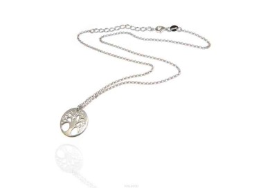 NALBORI necklace 925 sterling silver rolo 'necklace with medal tree of life pendant