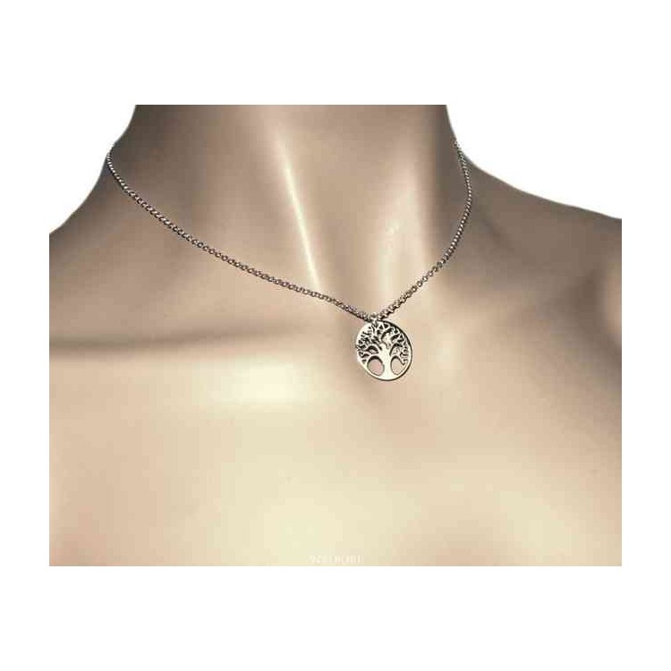 NALBORI necklace 925 sterling silver rolo 'necklace with medal tree of life pendant