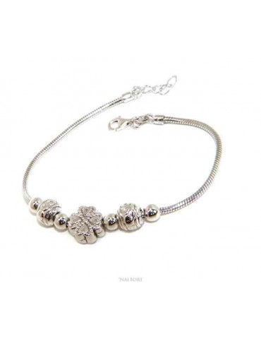 NALBORI Bracciale donna snake Argento 925 charme stella cuore quadrifoglio