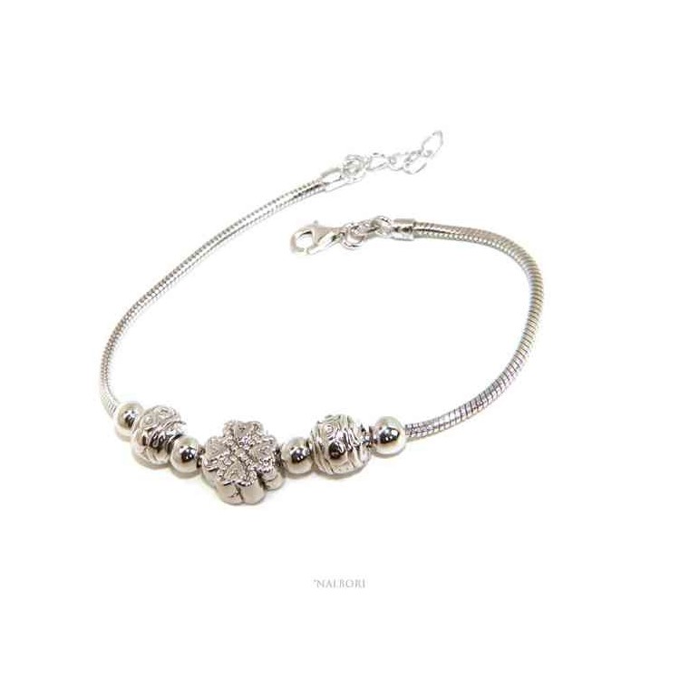 NALBORI Bracciale donna snake Argento 925 charme stella cuore quadrifoglio