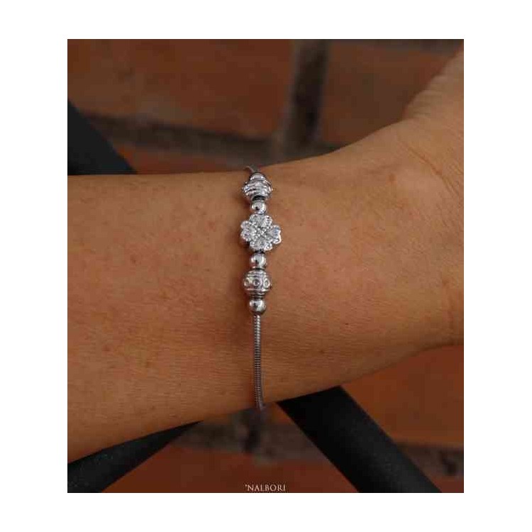 NALBORI Snake woman bracelet Silver 925 charm star heart cloverleaf