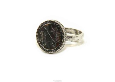 NALBORI Anello Argento 925 da uomo o donna scudo regolabile Monogramma