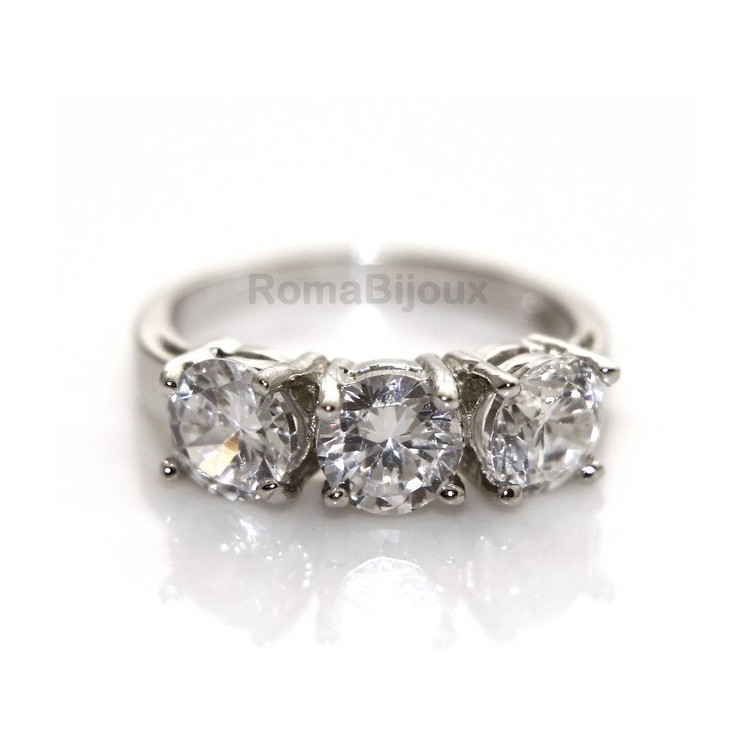 NLB|925 Rhodium: Trilogy with brilliant cut cubic zirconia 0.6