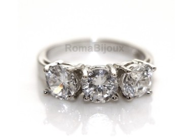 NLB|Argento 925 Rodiato : Trilogy con zirconi da 0,6 taglio brillante