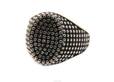 NALBORI anello chevalier con scudo ovale argento 925 da uomo pallinato