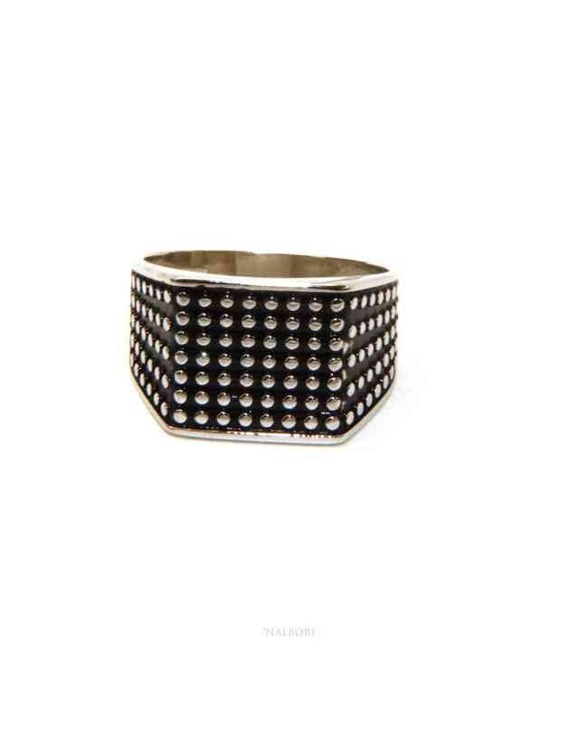 NALBORI 925 silver ring for men with chevalier shield square blasted NALBORI 925 silver ring for men with chevalier shield square blasted