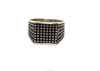 NALBORI 925 silver ring for men with chevalier shield square blasted