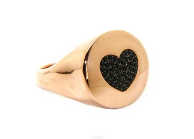 NALBORI ring shield heart seal for woman in silver 925 pink zircons black