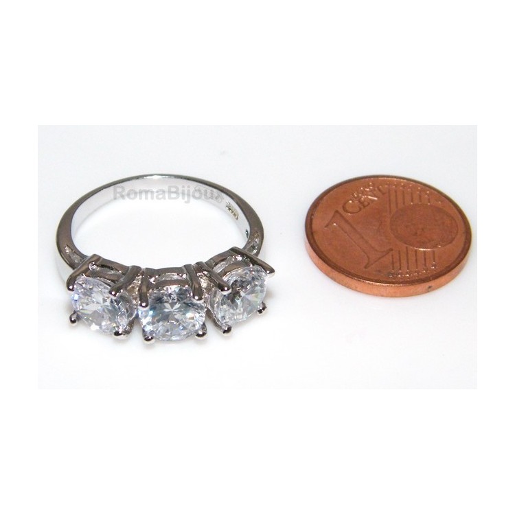 NLB|925 Rhodium: Trilogy with brilliant cut cubic zirconia 0.6