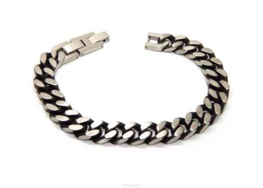 NALBORI Dark steel 10mm wide gourmette bracelet